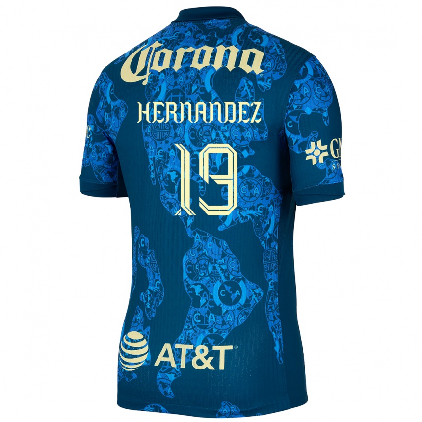 Kids Football Illian Hernández #19 Blue Yellow Away Jersey 2024/25 T-Shirt Nz