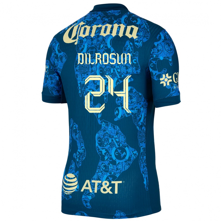 Kids Football Javairô Dilrosun #24 Blue Yellow Away Jersey 2024/25 T-Shirt Nz