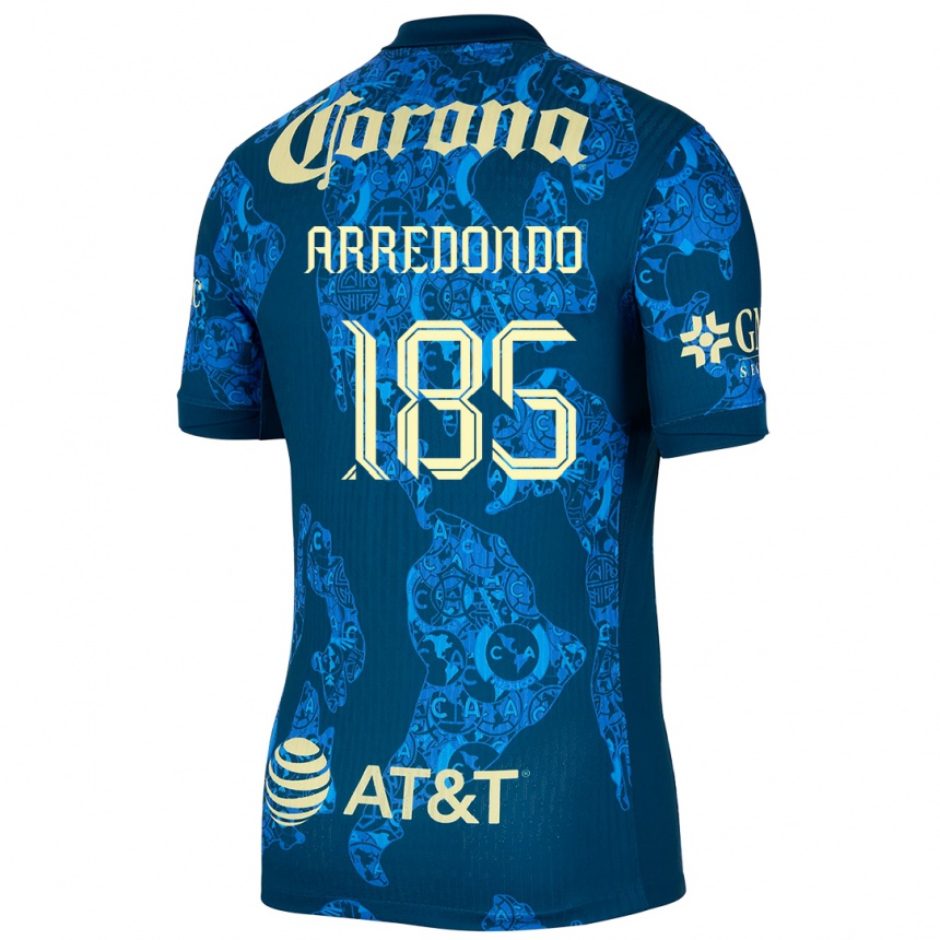 Kids Football Aarón Arredondo #185 Blue Yellow Away Jersey 2024/25 T-Shirt Nz