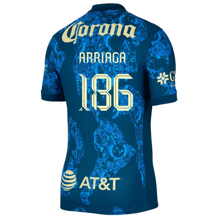 Kids Football Diego Arriaga #186 Blue Yellow Away Jersey 2024/25 T-Shirt Nz