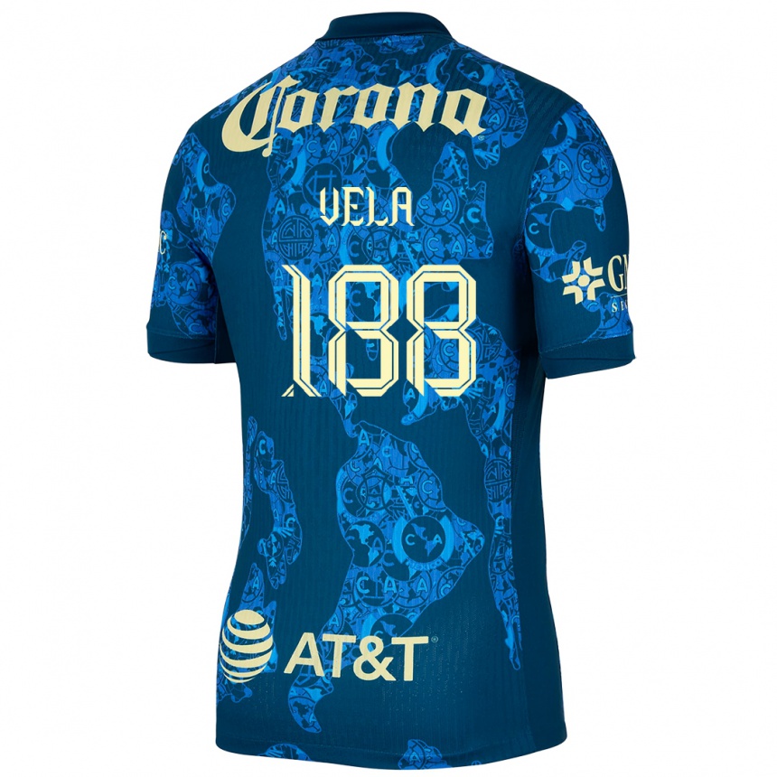 Kids Football Christo Vela #188 Blue Yellow Away Jersey 2024/25 T-Shirt Nz