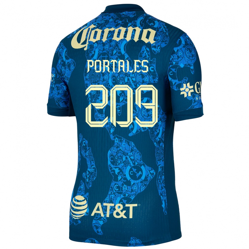 Kids Football Walter Portales #209 Blue Yellow Away Jersey 2024/25 T-Shirt Nz