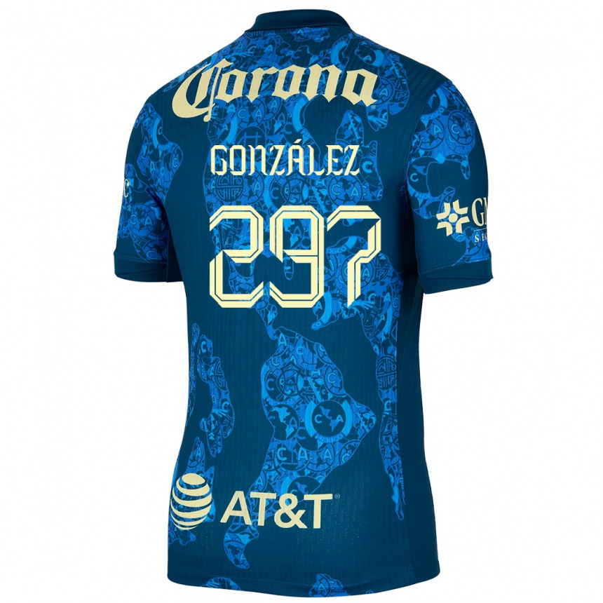 Kids Football Océlotl González #297 Blue Yellow Away Jersey 2024/25 T-Shirt Nz