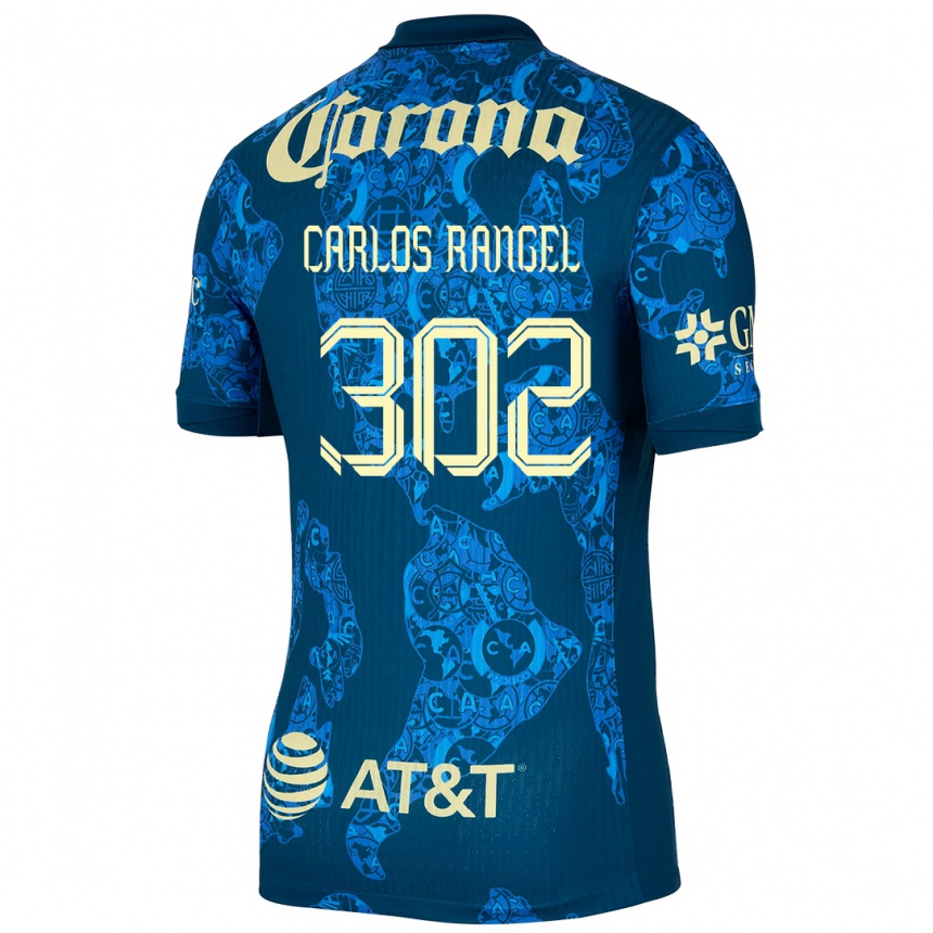 Kids Football Juan Carlos Rangel #302 Blue Yellow Away Jersey 2024/25 T-Shirt Nz