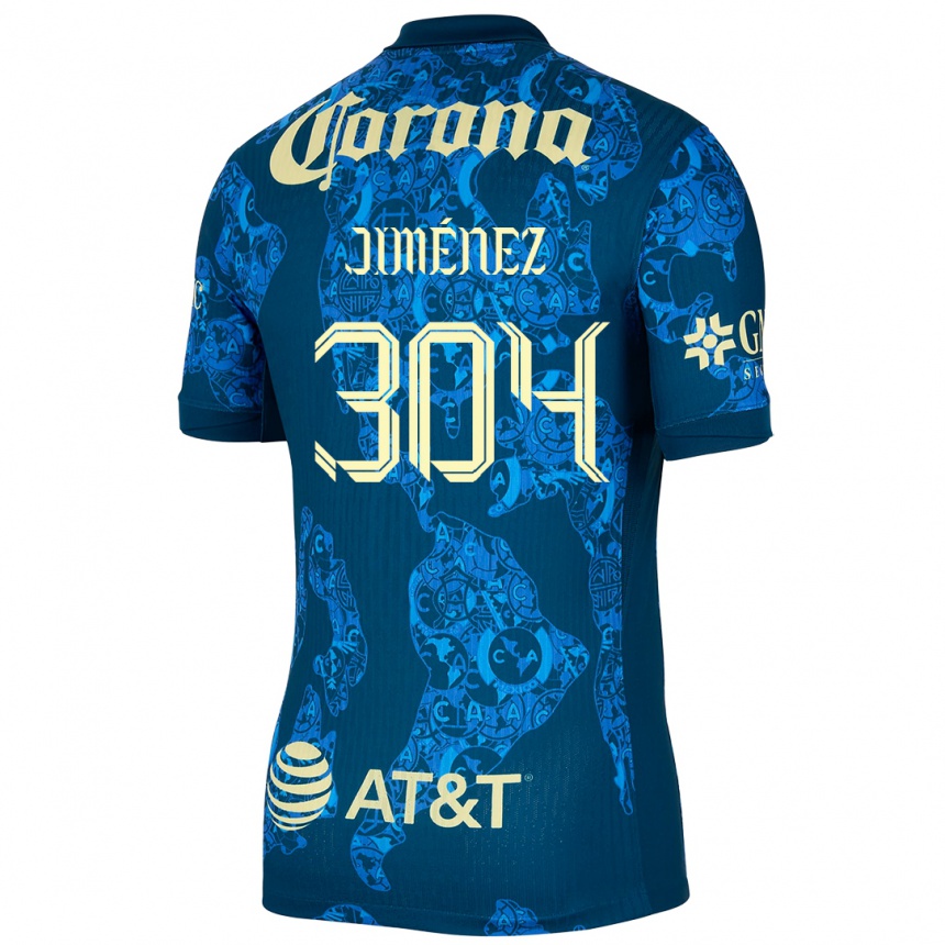 Kids Football Derek Jiménez #304 Blue Yellow Away Jersey 2024/25 T-Shirt Nz