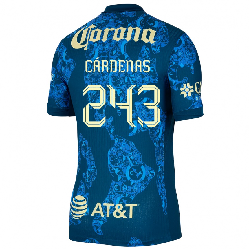 Kids Football Alejandro Cárdenas #243 Blue Yellow Away Jersey 2024/25 T-Shirt Nz