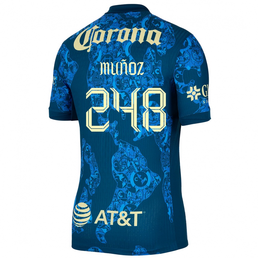 Kids Football Diego Muñoz #248 Blue Yellow Away Jersey 2024/25 T-Shirt Nz