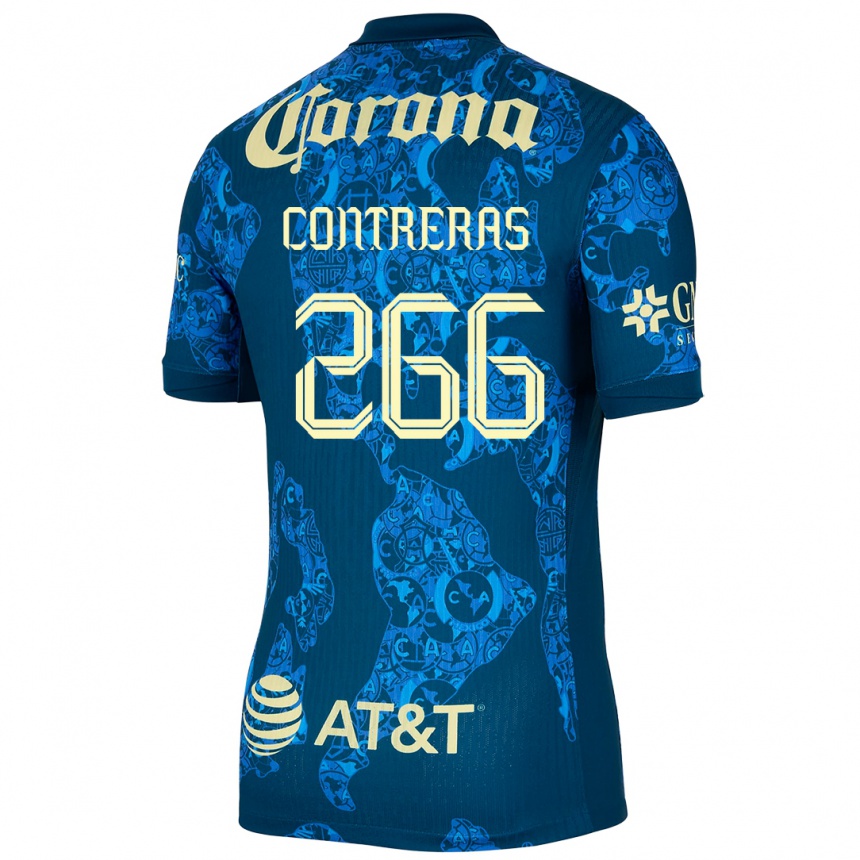 Kids Football Ángel Contreras #266 Blue Yellow Away Jersey 2024/25 T-Shirt Nz