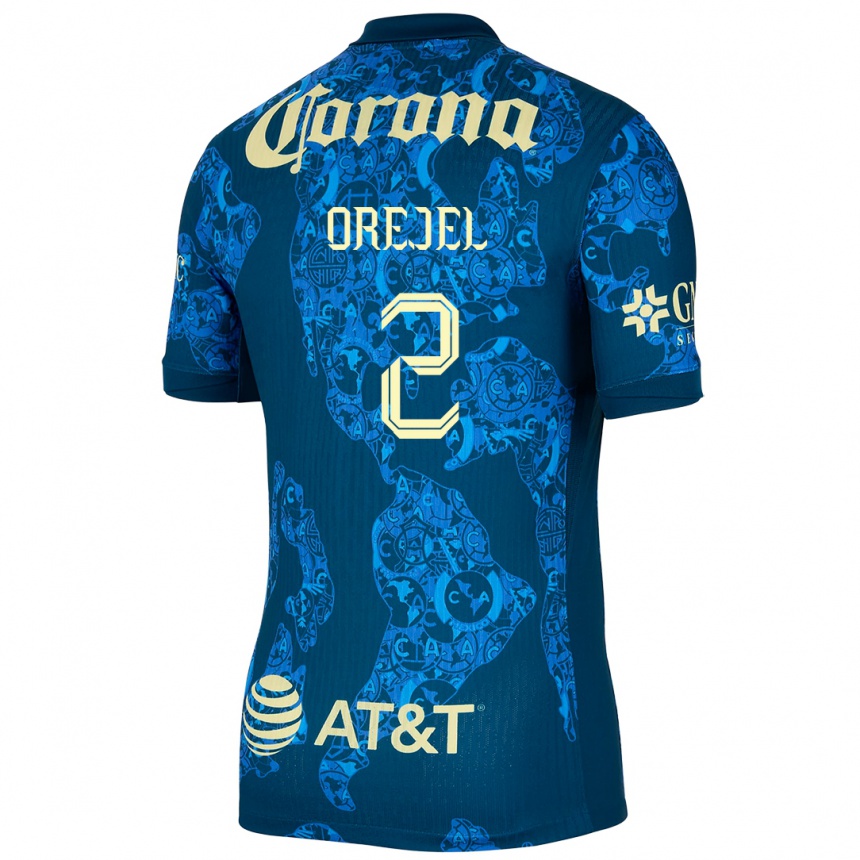 Kids Football Jocelyn Orejel #2 Blue Yellow Away Jersey 2024/25 T-Shirt Nz