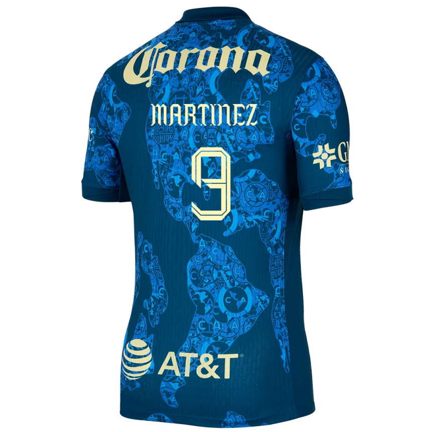 Kids Football Katty Martinez #9 Blue Yellow Away Jersey 2024/25 T-Shirt Nz