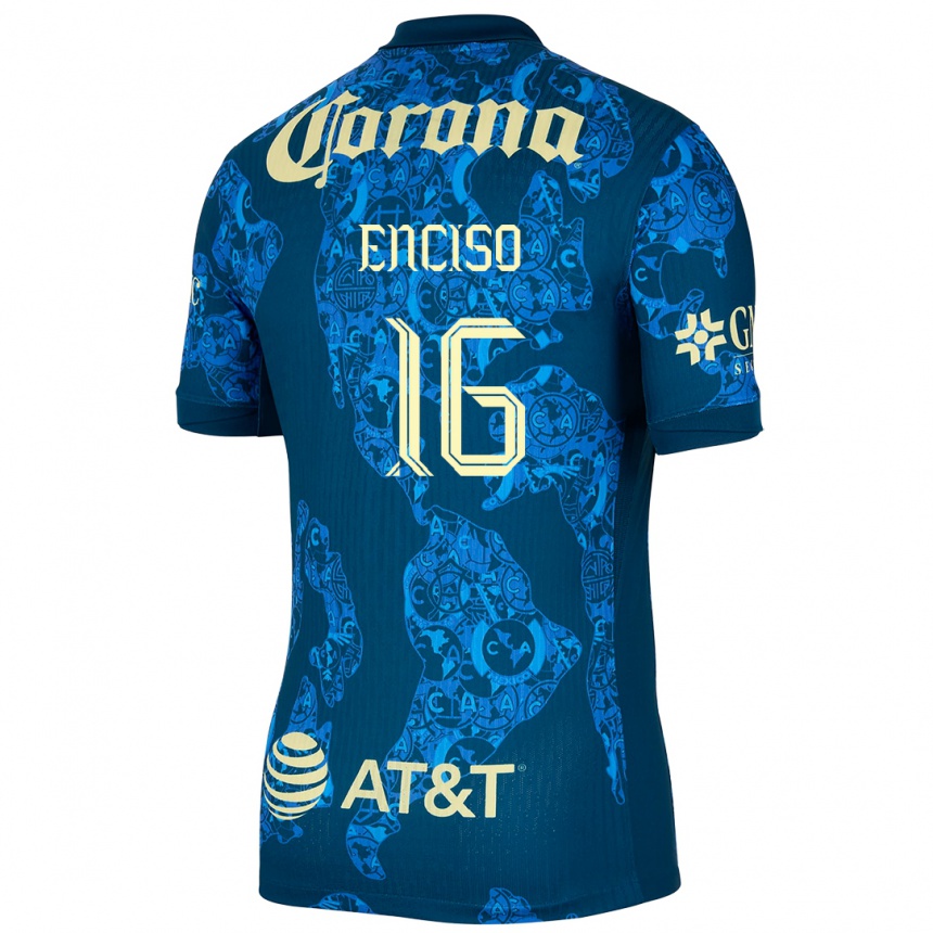 Kids Football Sabrina Enciso #16 Blue Yellow Away Jersey 2024/25 T-Shirt Nz