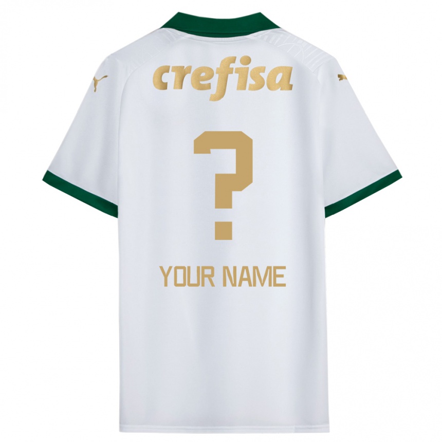 Kids Football Your Name #0 White Green Away Jersey 2024/25 T-Shirt Nz