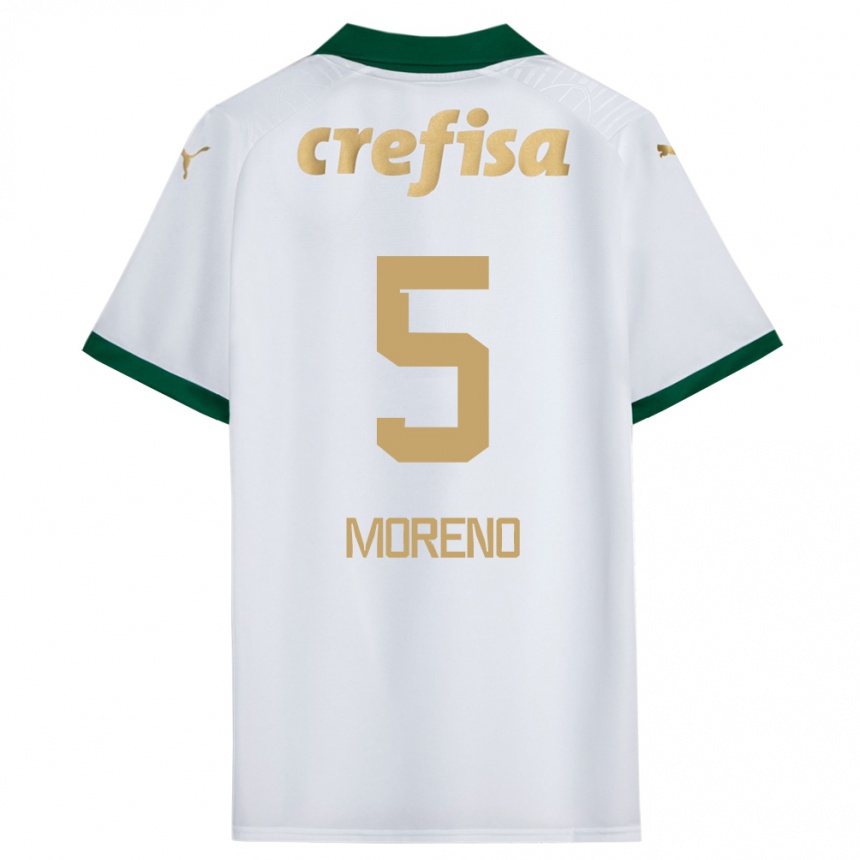 Kids Football Aníbal Moreno #5 White Green Away Jersey 2024/25 T-Shirt Nz