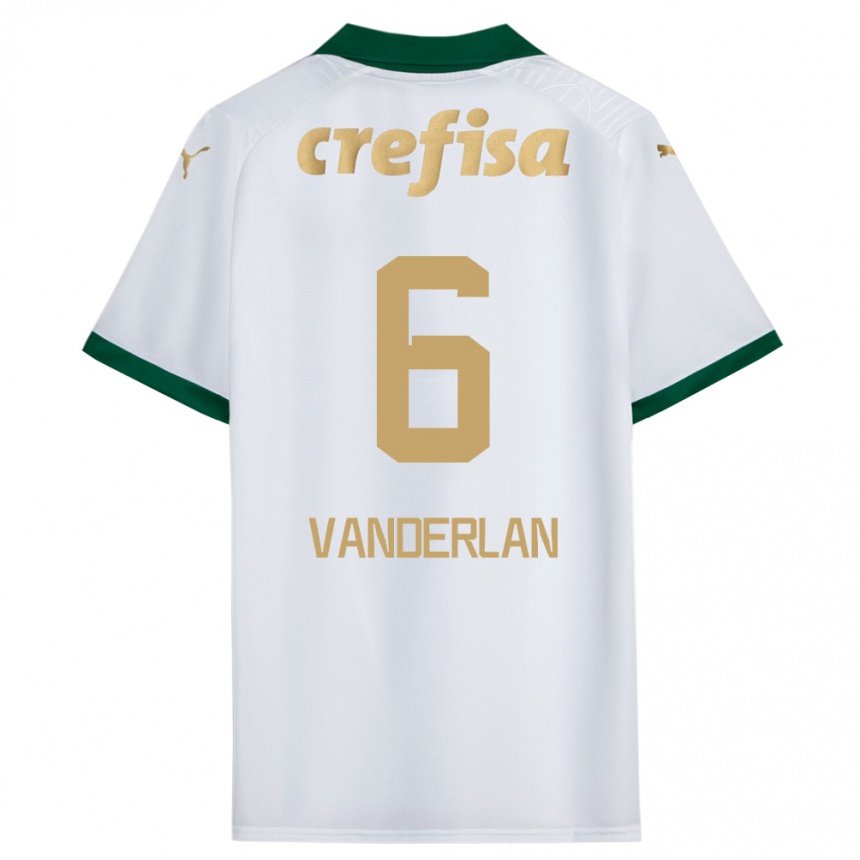 Kids Football Vanderlan #6 White Green Away Jersey 2024/25 T-Shirt Nz