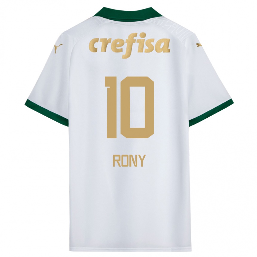 Kids Football Rony #10 White Green Away Jersey 2024/25 T-Shirt Nz