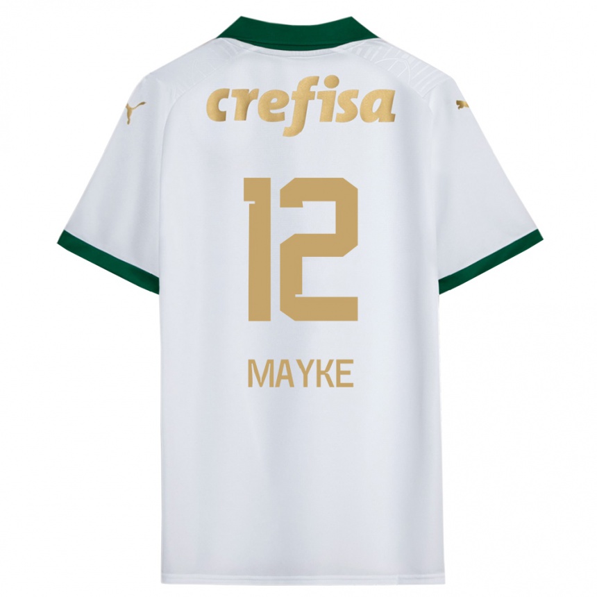 Kids Football Mayke #12 White Green Away Jersey 2024/25 T-Shirt Nz