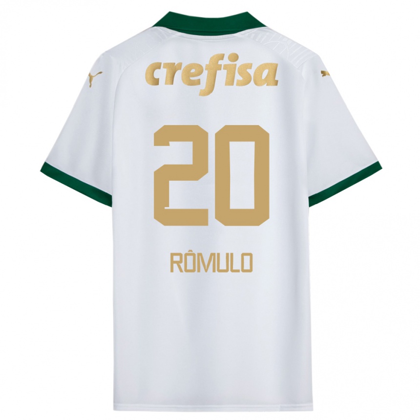 Kids Football Rômulo #20 White Green Away Jersey 2024/25 T-Shirt Nz