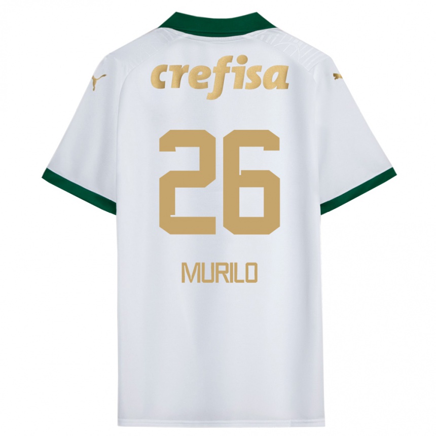 Kids Football Murilo #26 White Green Away Jersey 2024/25 T-Shirt Nz