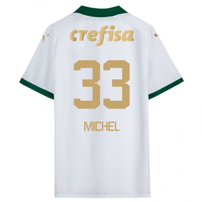 Kids Football Michel #33 White Green Away Jersey 2024/25 T-Shirt Nz