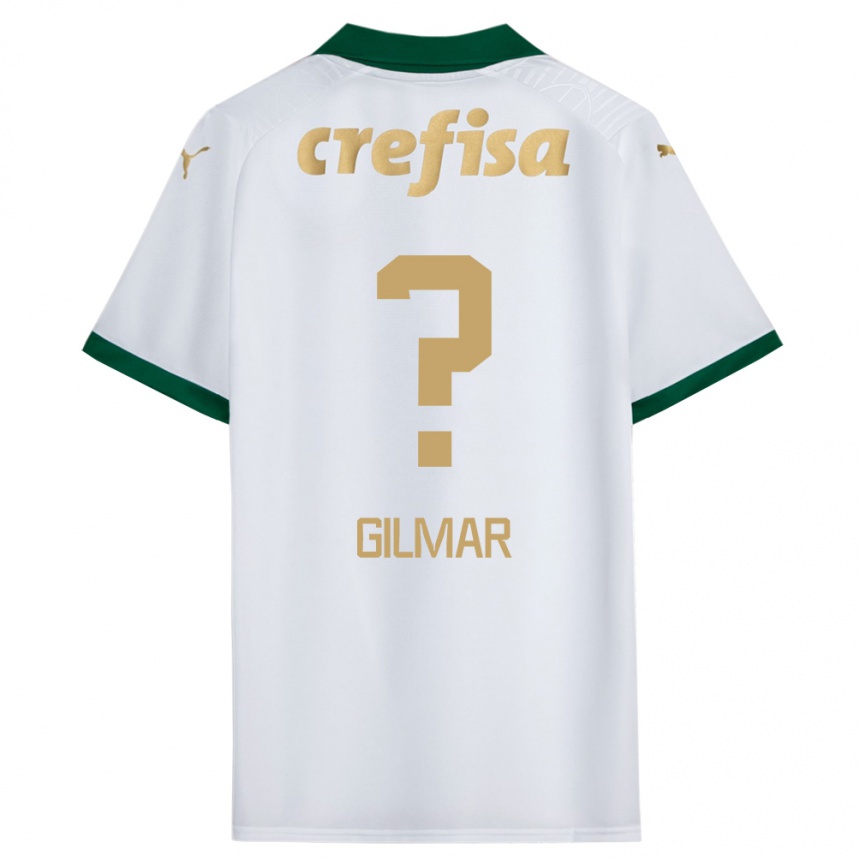 Kids Football Gilmar #0 White Green Away Jersey 2024/25 T-Shirt Nz