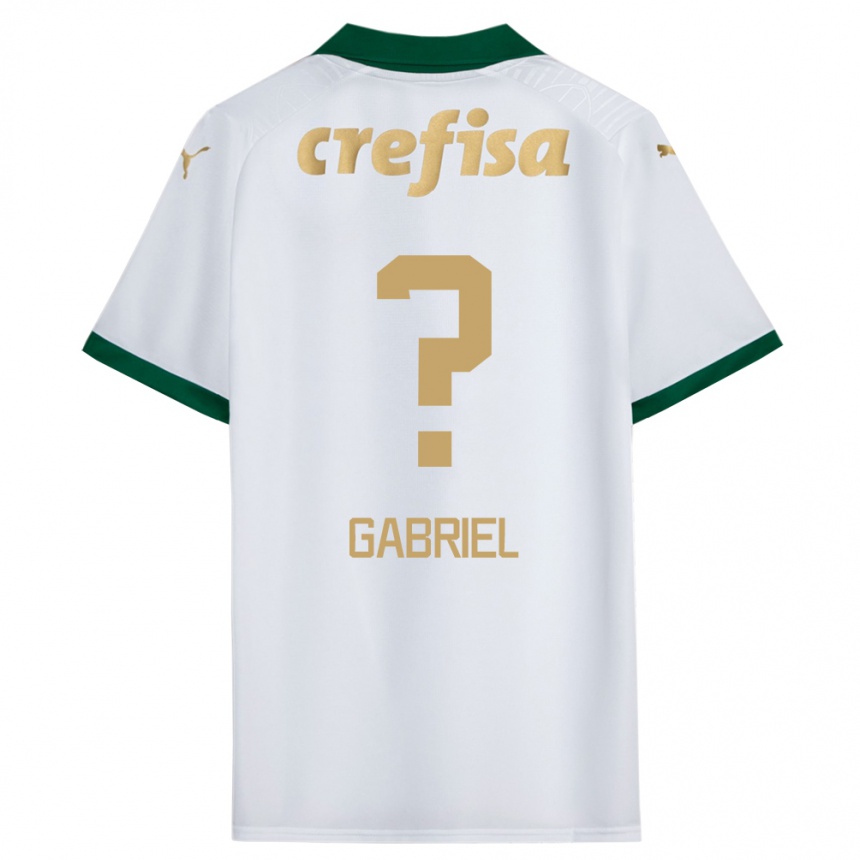 Kids Football Arthur Gabriel #0 White Green Away Jersey 2024/25 T-Shirt Nz