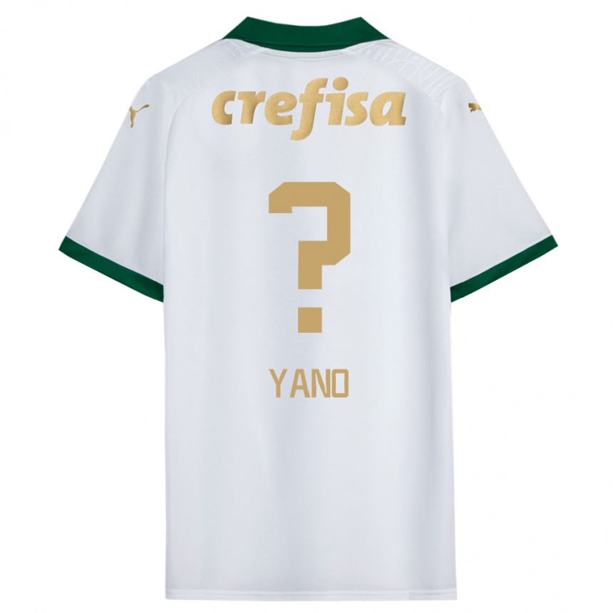 Kids Football Luiz Yano #0 White Green Away Jersey 2024/25 T-Shirt Nz