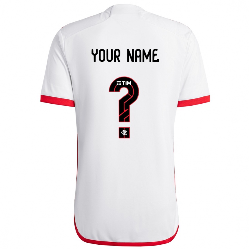 Kids Football Your Name #0 White Red Away Jersey 2024/25 T-Shirt Nz