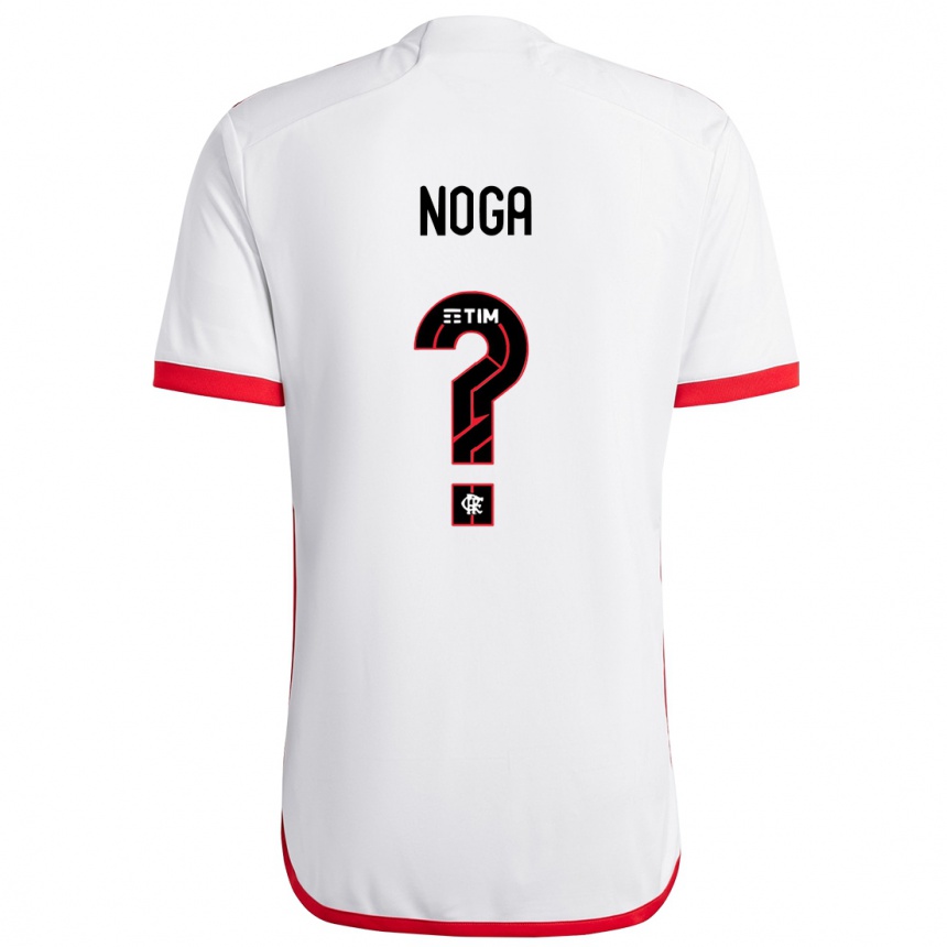 Kids Football Gabriel Noga #0 White Red Away Jersey 2024/25 T-Shirt Nz