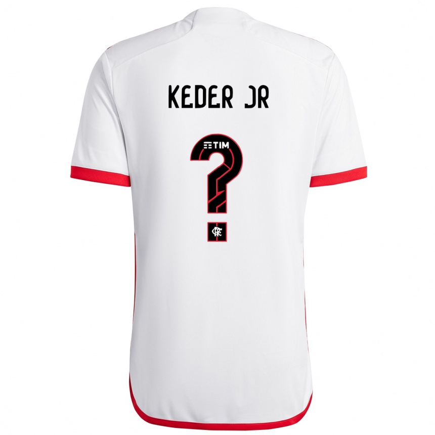 Kids Football Keder Jr #0 White Red Away Jersey 2024/25 T-Shirt Nz