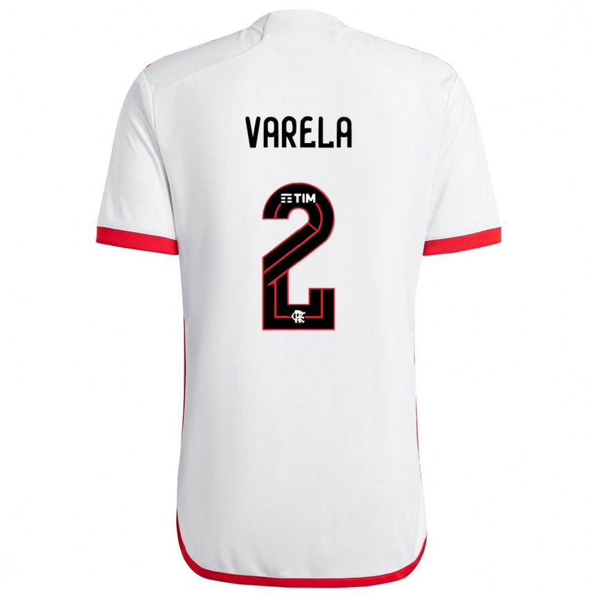 Kids Football Guillermo Varela #2 White Red Away Jersey 2024/25 T-Shirt Nz