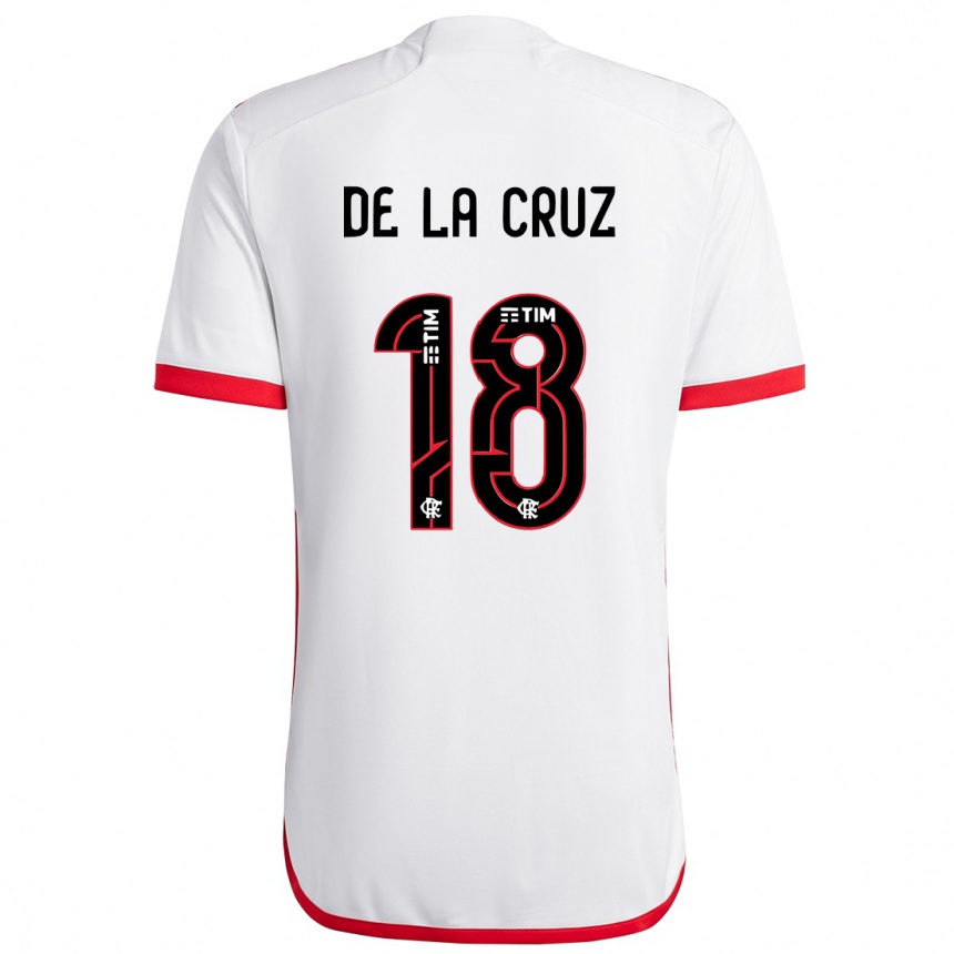 Kids Football Nicolás De La Cruz #18 White Red Away Jersey 2024/25 T-Shirt Nz