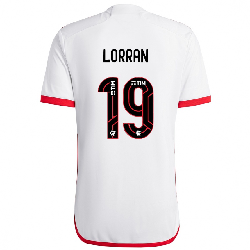 Kids Football Lorran #19 White Red Away Jersey 2024/25 T-Shirt Nz