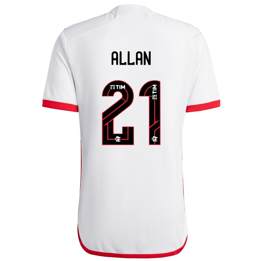 Kids Football Allan #21 White Red Away Jersey 2024/25 T-Shirt Nz