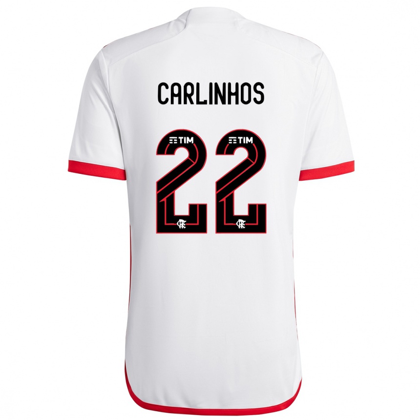 Kids Football Carlinhos #22 White Red Away Jersey 2024/25 T-Shirt Nz