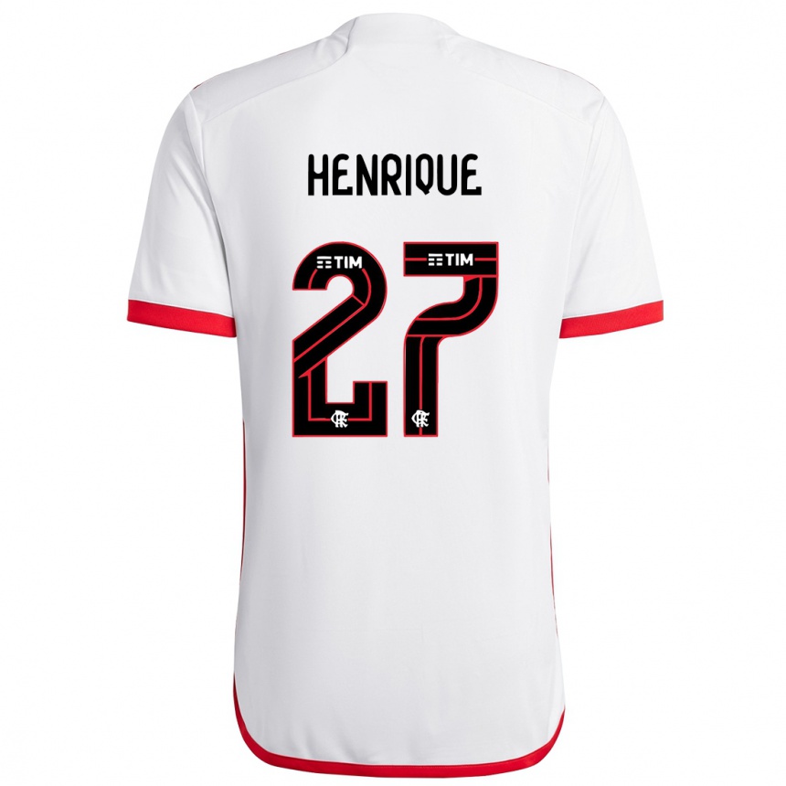 Kids Football Bruno Henrique #27 White Red Away Jersey 2024/25 T-Shirt Nz