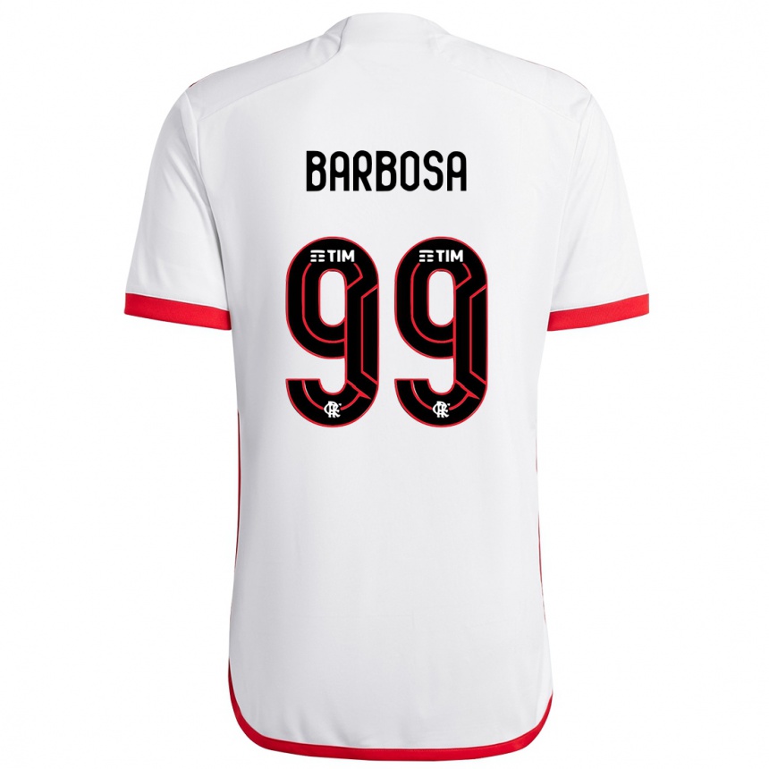 Kids Football Gabriel Barbosa #99 White Red Away Jersey 2024/25 T-Shirt Nz