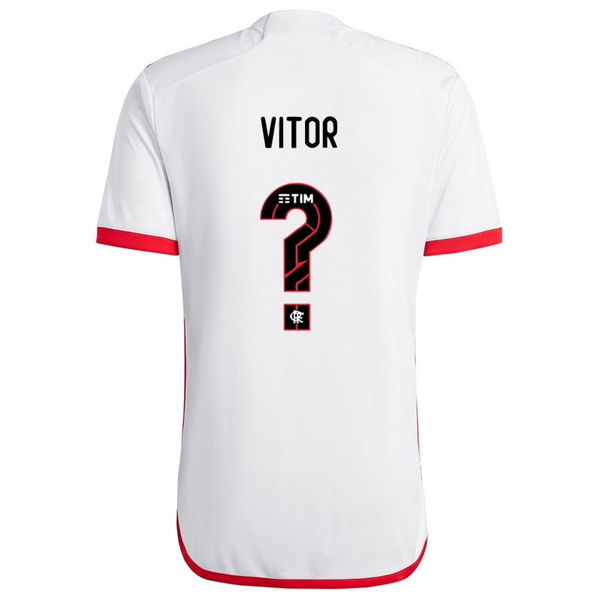 Kids Football João Vitor #0 White Red Away Jersey 2024/25 T-Shirt Nz