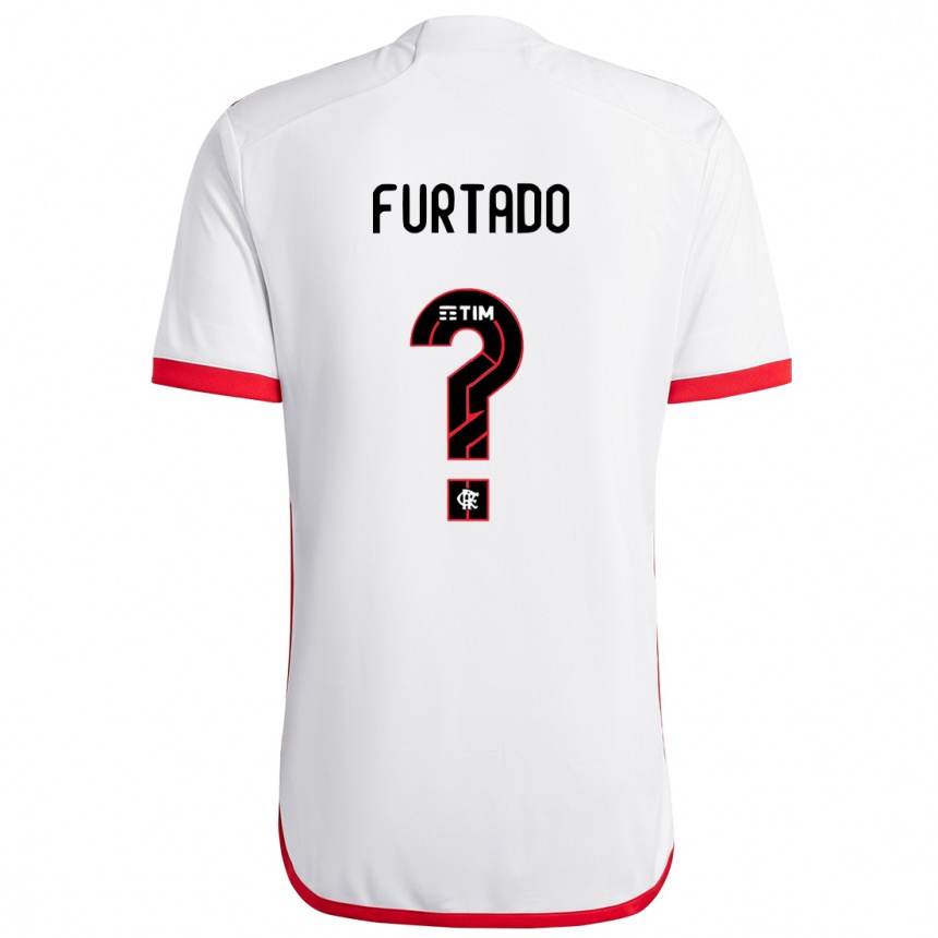 Kids Football Lucas Furtado #0 White Red Away Jersey 2024/25 T-Shirt Nz