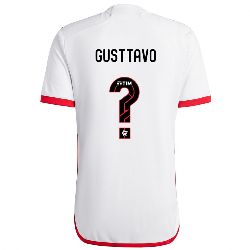 Kids Football Gusttavo #0 White Red Away Jersey 2024/25 T-Shirt Nz