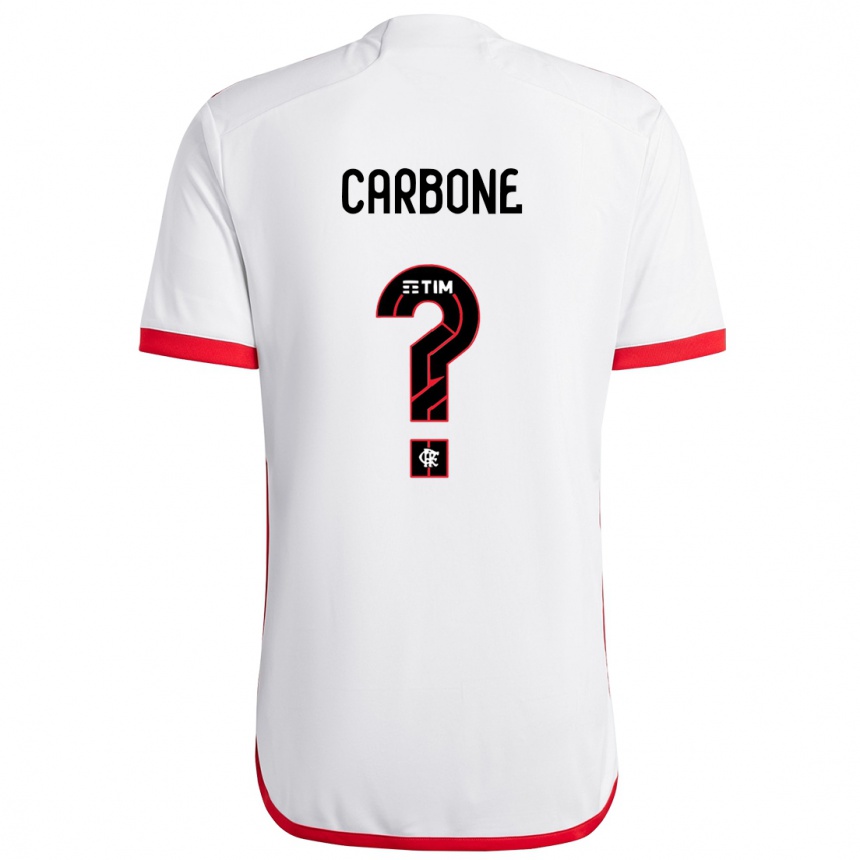 Kids Football Carbone #0 White Red Away Jersey 2024/25 T-Shirt Nz