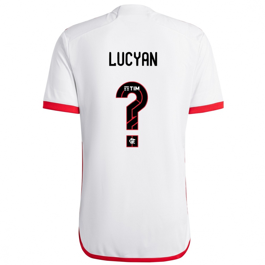 Kids Football Lucyan #0 White Red Away Jersey 2024/25 T-Shirt Nz