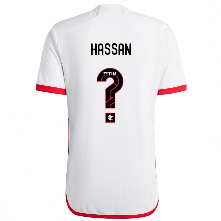 Kids Football Haruna Hassan #0 White Red Away Jersey 2024/25 T-Shirt Nz