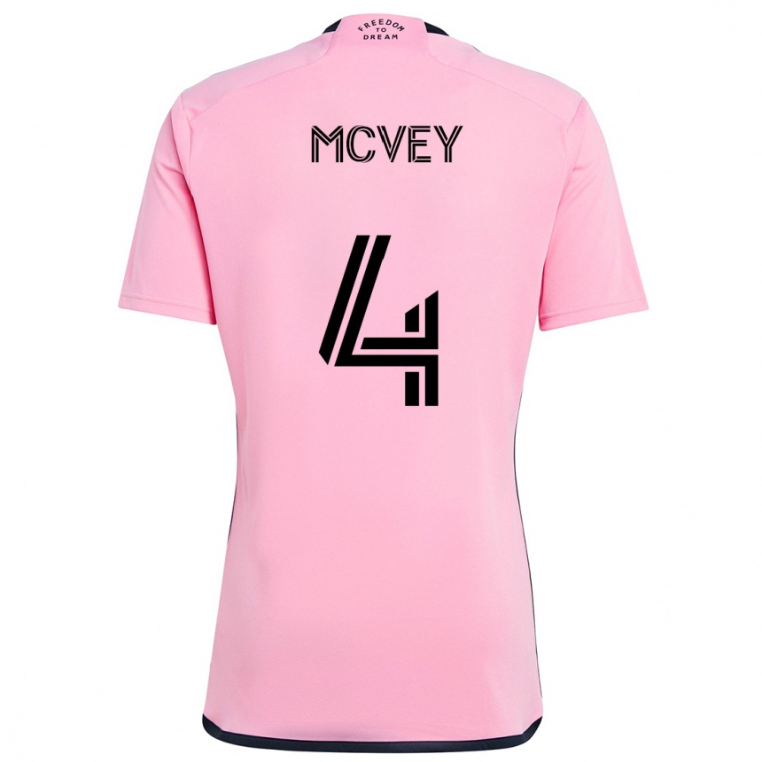 Men Football Christopher Mcvey #4 Pink Home Jersey 2024/25 T-Shirt Nz