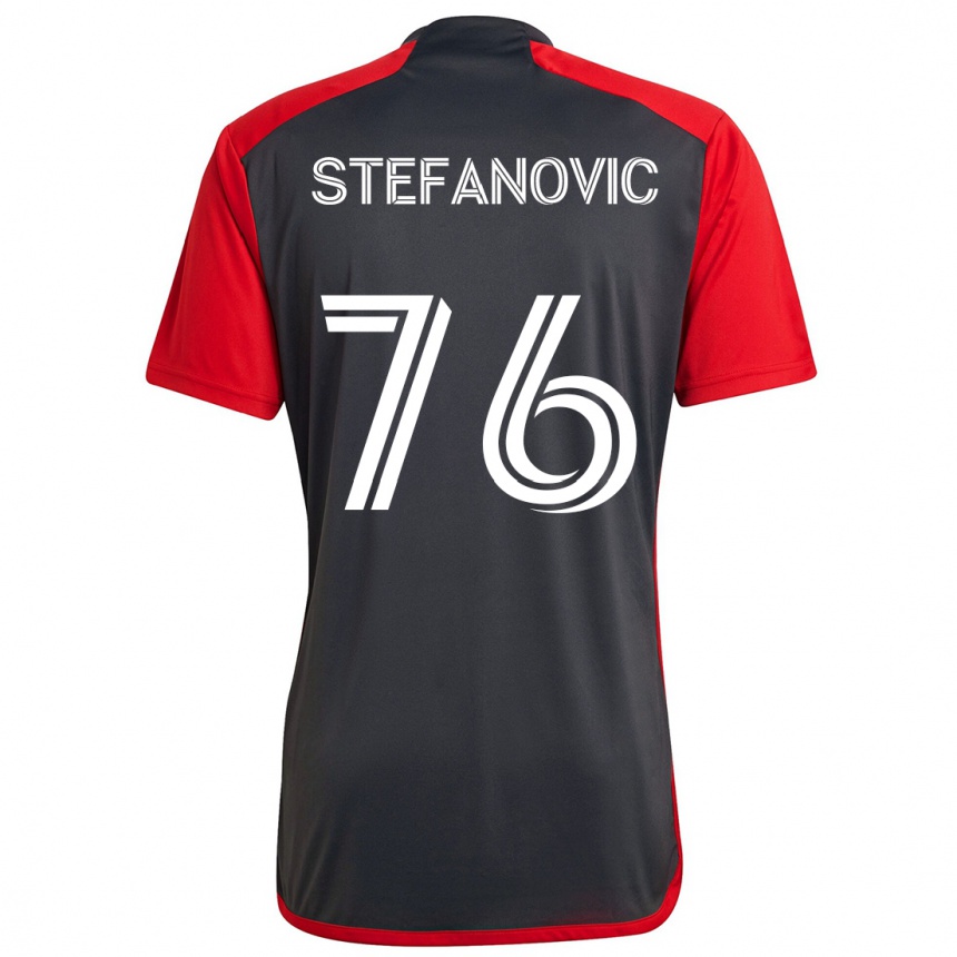 Men Football Lazar Stefanovic #76 Grayn Red Home Jersey 2024/25 T-Shirt Nz