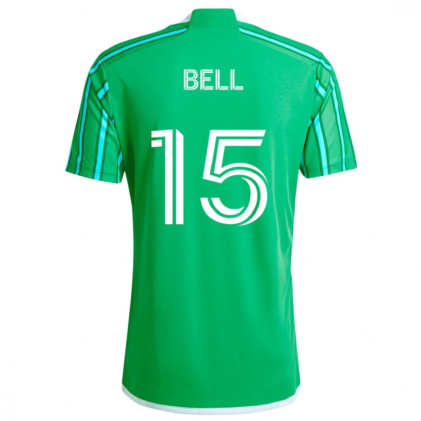 Men Football Jon Bell #15 Green White Home Jersey 2024/25 T-Shirt Nz