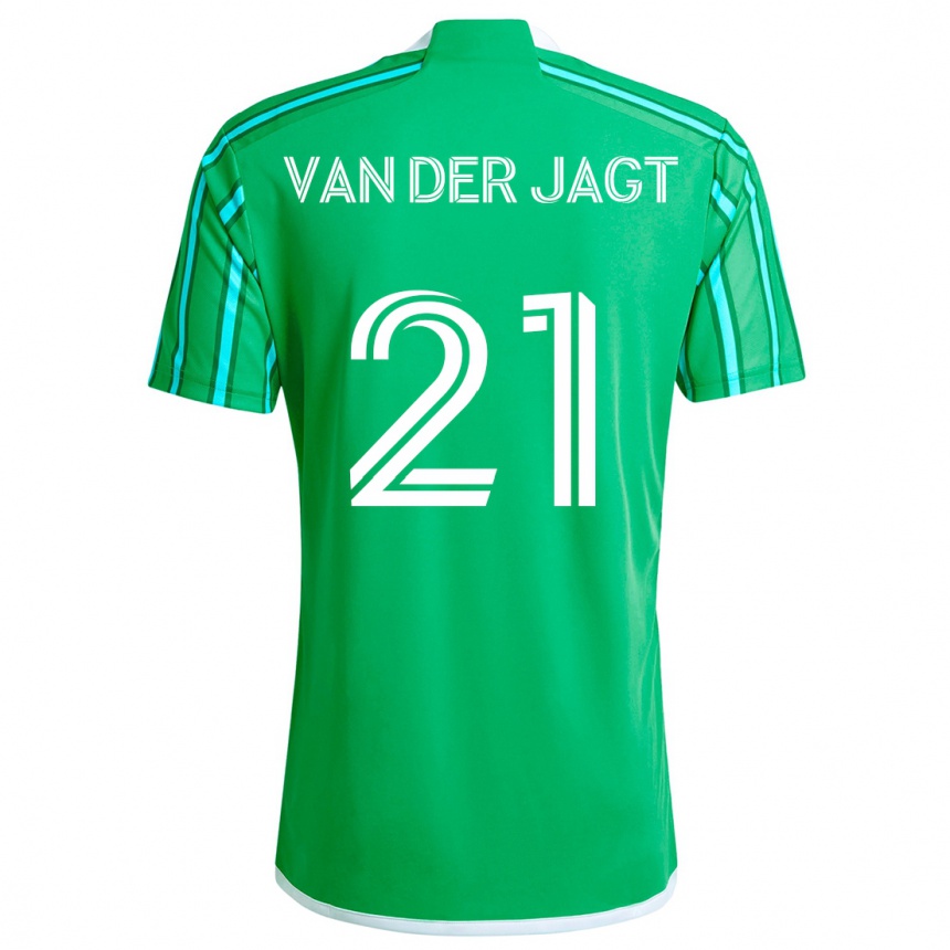 Men Football Olivia Van Der Jagt #21 Green White Home Jersey 2024/25 T-Shirt Nz