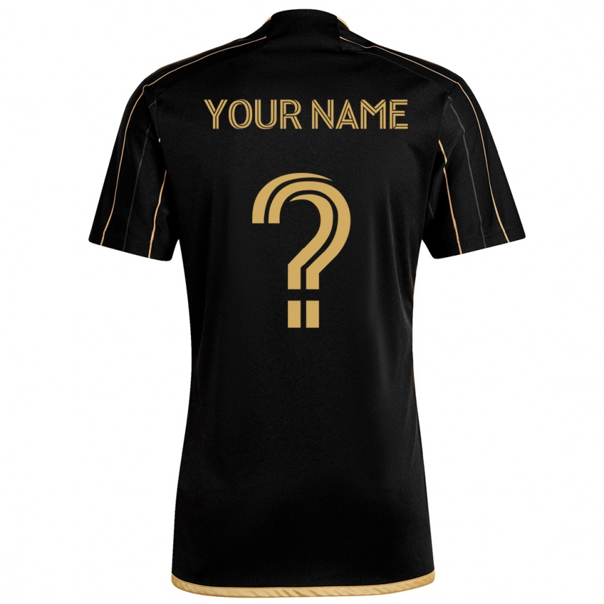 Men Football Your Name #0 Black Gold Home Jersey 2024/25 T-Shirt Nz