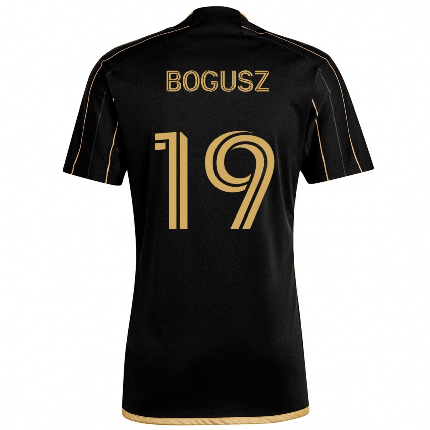 Men Football Mateusz Bogusz #19 Black Gold Home Jersey 2024/25 T-Shirt Nz