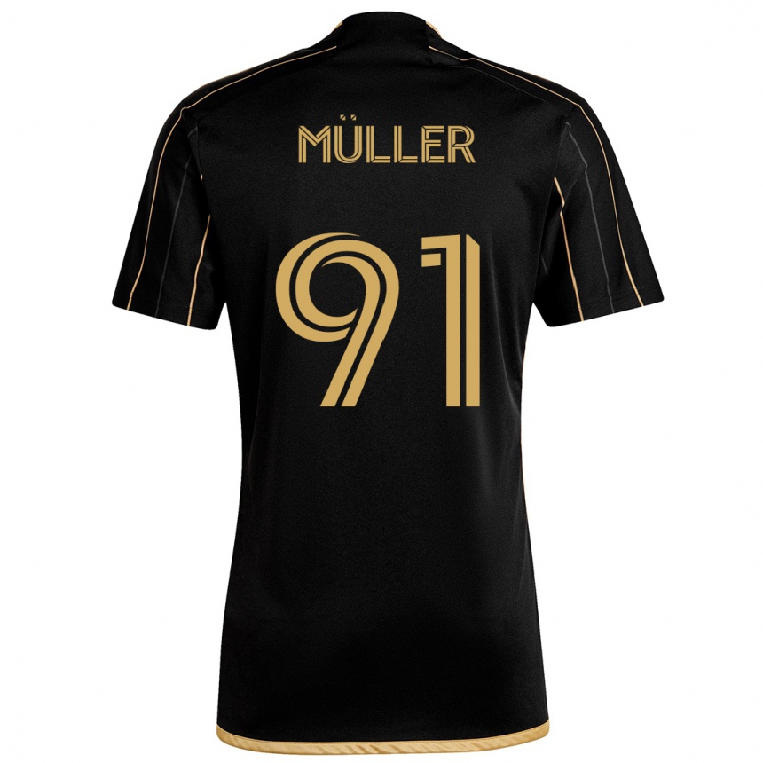 Men Football Luis Müller #91 Black Gold Home Jersey 2024/25 T-Shirt Nz