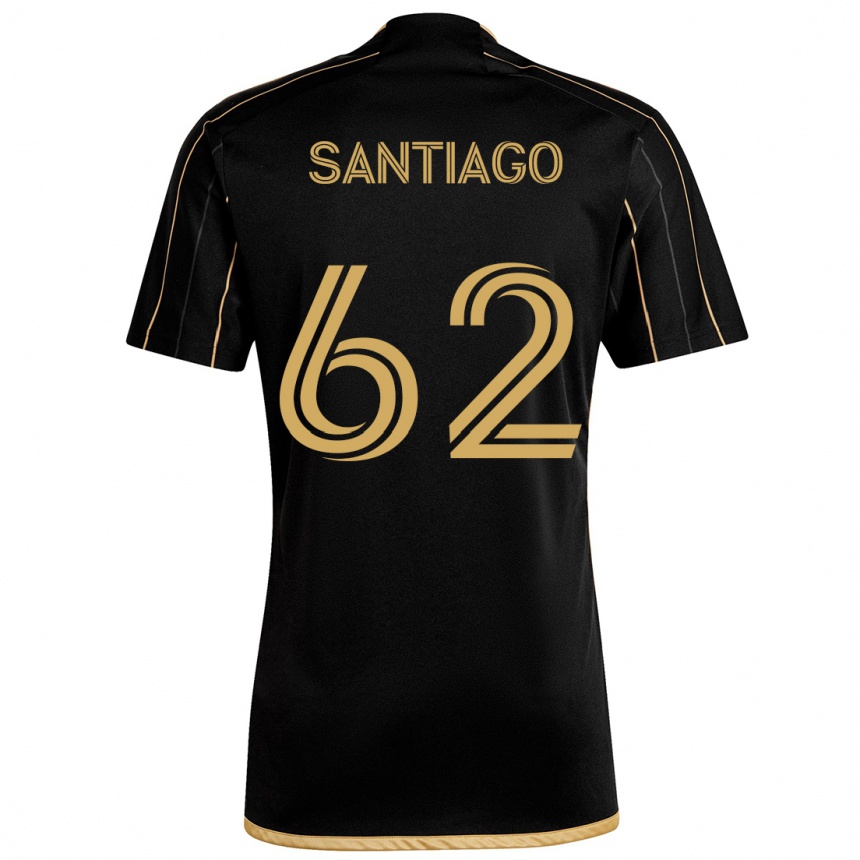 Men Football Joshua Santiago #62 Black Gold Home Jersey 2024/25 T-Shirt Nz